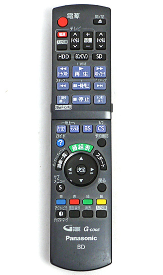 【中古】Panasonic　ブルーレイディスクレコーダー用リモコン N2QAYB000346　電池カバーなし