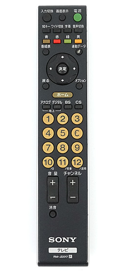 【中古】SONY　テレビ用リモコン RM-JD017