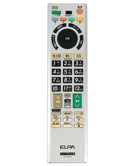 【中古】ELPA　地上デジタル用テレビリモコン シャープテレビ用　RC-201SH