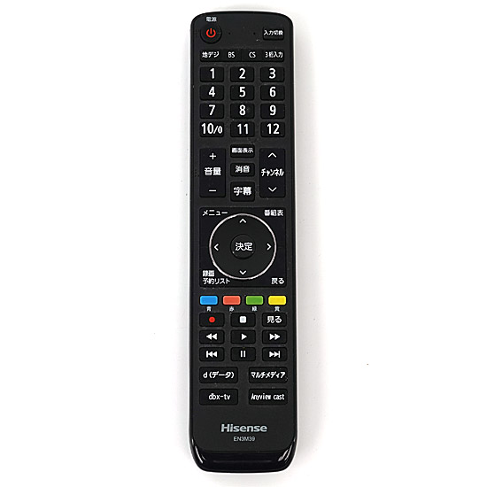 【中古】ハイセンス　液晶テレビ用リモコン　EN3M39