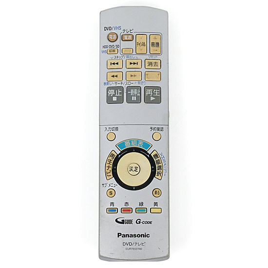 【中古】Panasonic　DVDビデオレコーダー用リモコン EUR7655Y40　本体いたみ