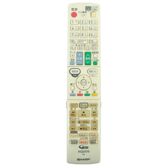 【中古】SHARP製　ブルーレイディスクレコーダー用リモコン　GB167PA