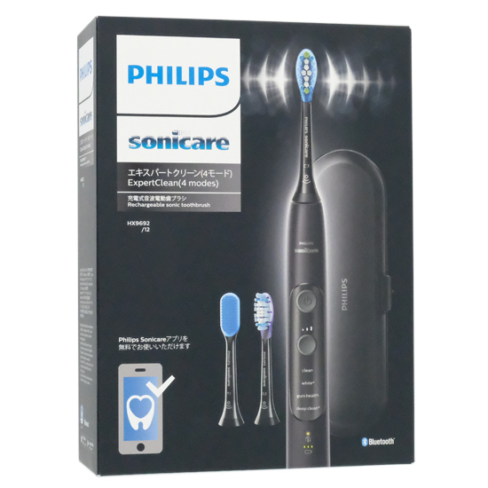 【中古】PHILIPS　電動歯ブラシ　ソニッケアー エキスパートクリーン　HX9692/12　ブラック　未使用