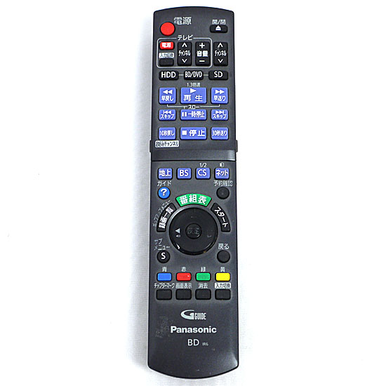 【中古】Panasonic　BD/DVDレコーダー用リモコン　N2QAYB000648　電池カバーなし