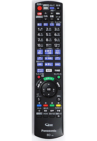 【中古】Panasonic　ブルーレイディスクレコーダー用リモコン　N2QAYB000993　電池カバーなし