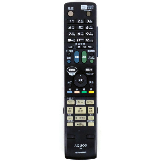 【中古】SHARP製　ブルーレイディスクレコーダー用リモコン GA813PA　本体いたみ