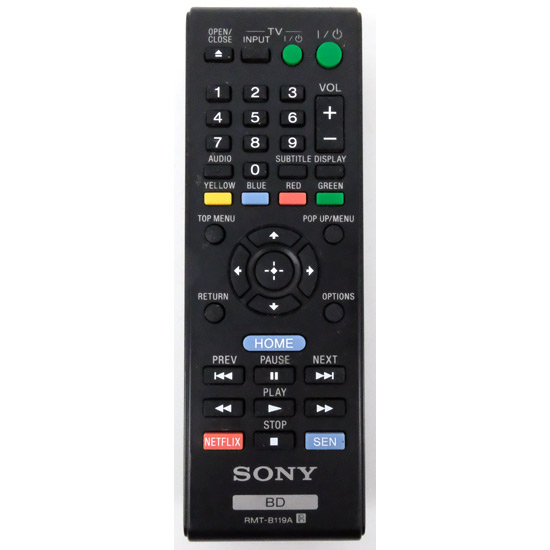 【中古】SONY　ブルーレイプレーヤー用 リモコン　RMT-B119A