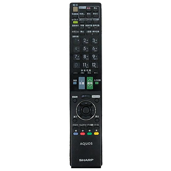 【中古】SHARP製　液晶テレビリモコン GA912WJSA　電池カバーなし・本体いたみ