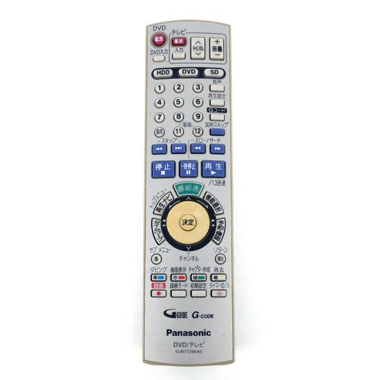 【中古】Panasonic　DVDビデオレコーダー用リモコン　EUR7729KA0