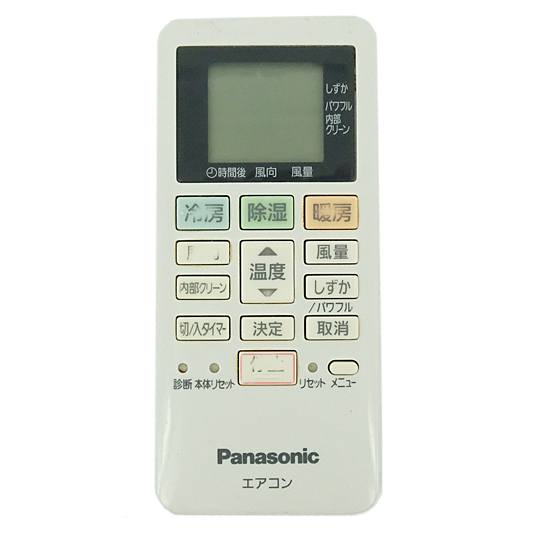 【中古】Panasonic　エアコンリモコン　ACXA75C17640　文字消え