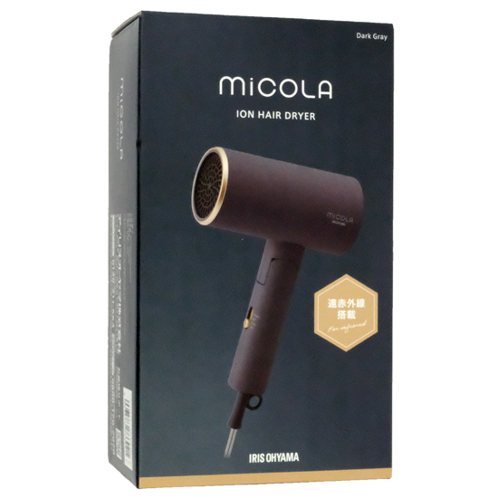 【中古】アイリスオーヤマ　イオンヘアドライヤー MiCOLA　DKHDR-MBA-GY　ダークグレー　未使用