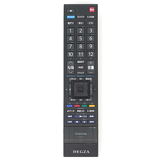 【中古】TOSHIBA　液晶テレビ用リモコン CT-90377　電池カバーなし