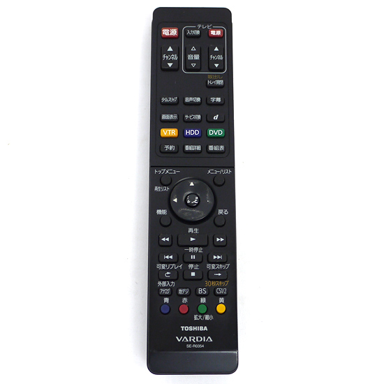 【中古】TOSHIBA製　HDD&DVDレコーダー用リモコン　SE-R0354　電池カバーなし・本体いたみ