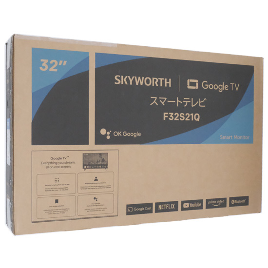 【中古】SKYWORTH　32V型 チューナーレステレビ　F32S21Q　ブラック　修理品 元箱あり