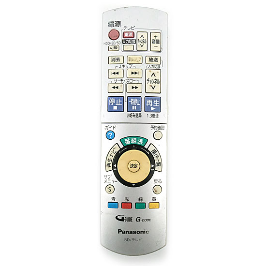 【中古】Panasonic　BD/DVDビデオレコーダー用リモコン EUR7658YB0　本体いたみ