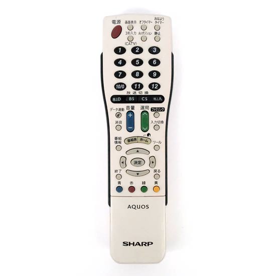 【中古】SHARP製　液晶テレビ用リモコン GA833WJSD　ホワイト　電池カバーなし