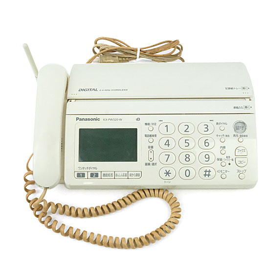 【中古】Panasonic　普通紙ファクス 親機のみ　KX-PW320DL-W　本体のみ　本体いたみ
