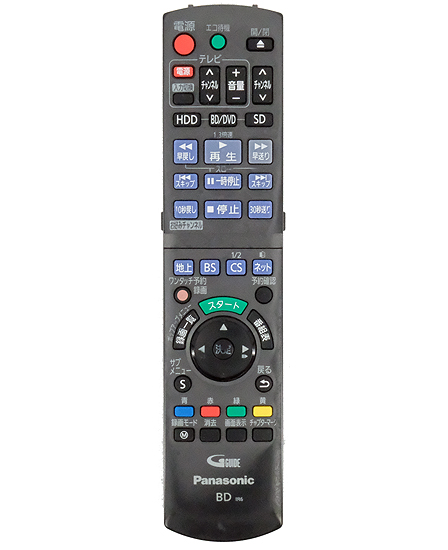 【中古】Panasonic　ブルーレイディスクレコーダー用リモコン N2QAYB000686　本体いたみ