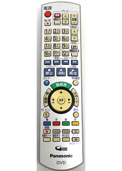 【中古】Panasonic　ハイビジョンDVDレコーダー用リモコン N2QAYB000349　本体いたみ