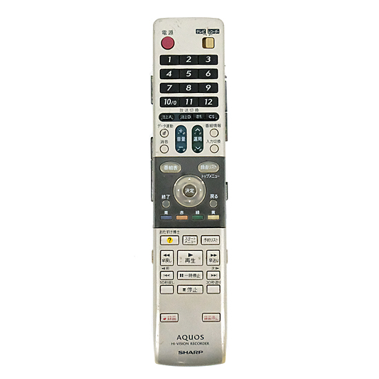 【中古】SHARP製　DVDレコーダー用リモコン　GA616PA　本体いたみ