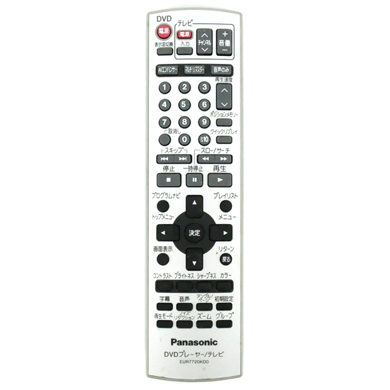 【中古】Panasonic　DVD/CDプレーヤー用リモコン EUR7720KD0