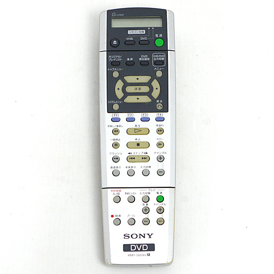 【中古】SONY　DVDレコーダー用リモコン　RMT-D209J　電池カバーなし