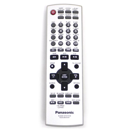 【中古】Panasonic　ミニコンポ用 リモコン　N2QAJB000094　電池カバーなし