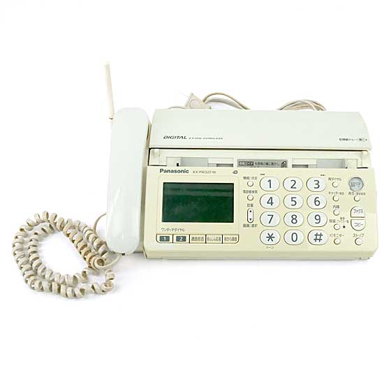 【中古】Panasonic　普通紙ファクス 親機のみ　KX-PW320DL-W　本体のみ　原稿ふたなし　本体いたみ