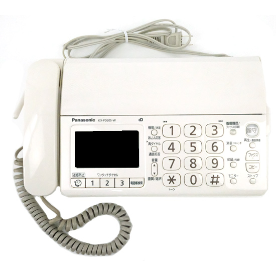 【中古】Panasonic　普通紙ファクス 親機のみ　KX-PD205-W　本体のみ