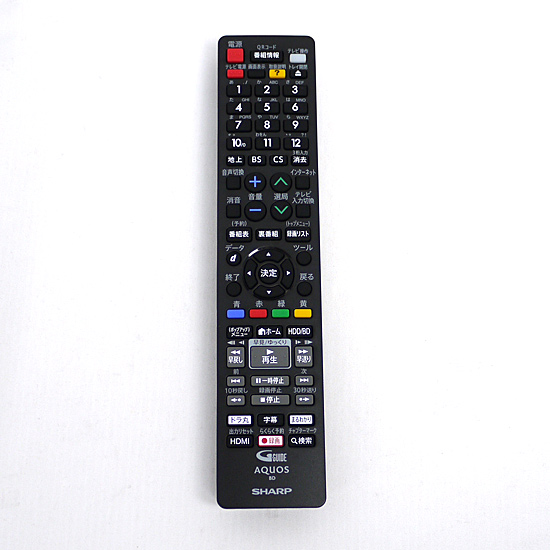 【中古】SHARP　ブルーレイディスクレコーダー用リモコン GB312PA