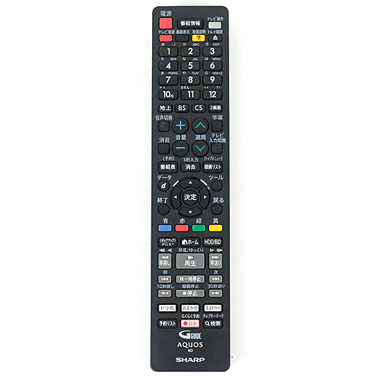 【中古】SHARP　ブルーレイディスクレコーダー用リモコン　GB400PA
