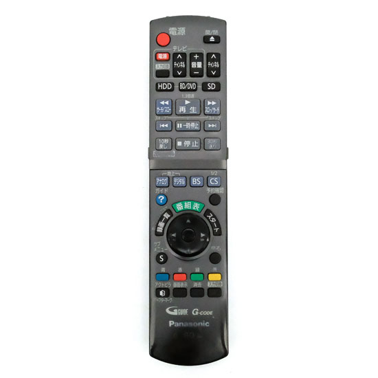 【中古】Panasonic　BD/DVDレコーダー用リモコン　N2QAYB000472　カバーツメ折れ　本体いたみ
