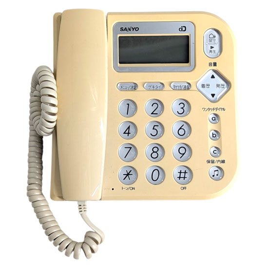 【中古】SANYO　留守番電話機 親機のみ　TEL-G4　ホワイト　本体いたみ