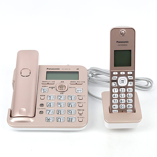 【中古】Panasonic　コードレス電話機 (子機1台)　RU・RU・RU VE-GZ51DL-N　ピンクゴールド　子機バッテリーなし