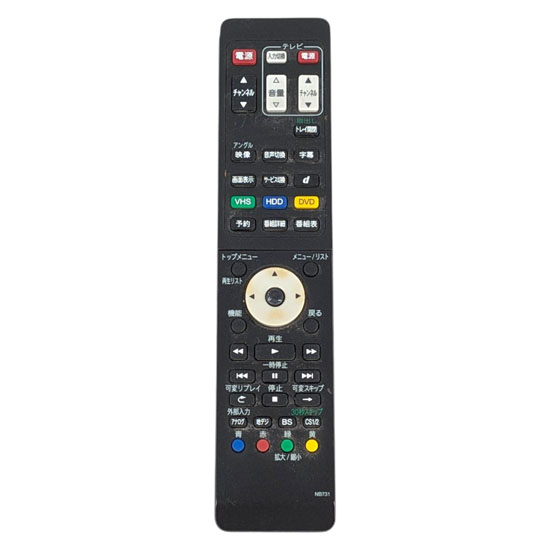 【中古】フナイ　VHS/HDD/DVDレコーダー用リモコン　NB731　電池カバーなし　本体いたみ