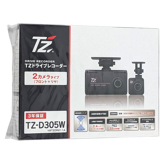 【中古】TZ　ドライブレコーダー 前後2カメラ　TZ-D305W　V9TZDR211A　未使用